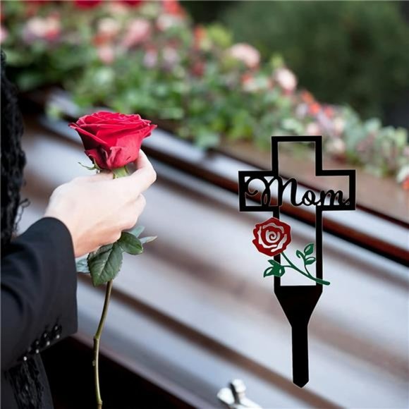 Metal Cross Garden Stake Graves Cemetery,  Memorial Cross Stake (12X6 Inch) - Picture 4 of 6